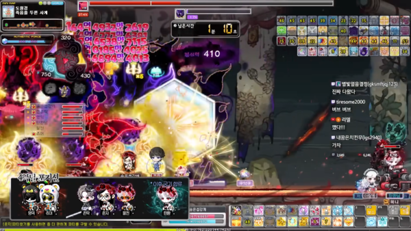 - 메이플스토리는 모든 파티원이 주기에 맞춰 쿨기를 사용하는 '극딜 메타' (이미지 출처 : 춘자 유튜브)&nbsp;