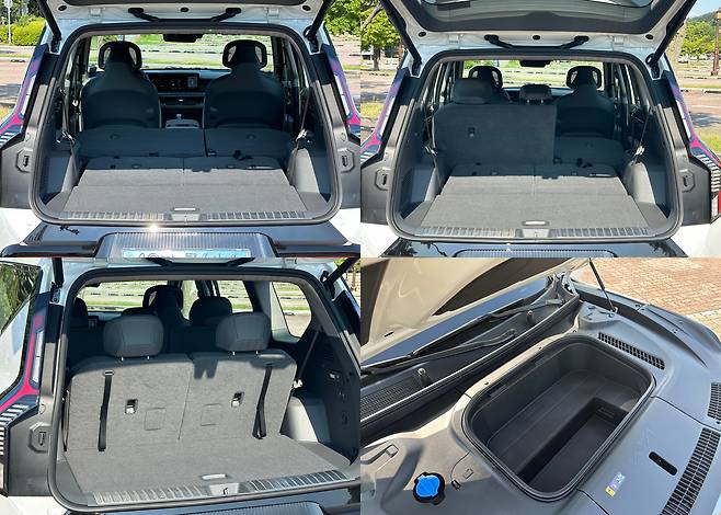 EV9 트렁크와 앞쪽 수납공간(오른쪽 아래). /박진우 기자