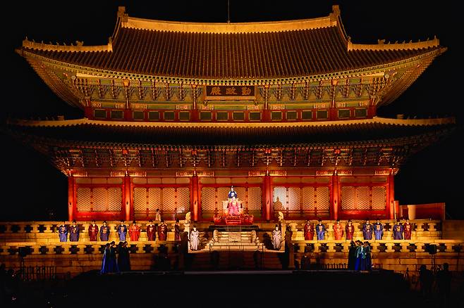 Musical "Sejong 1446," which took place at Gyeongbokgung during the 2023 Royal Court Cultural Festival in Seoul in April. (HJ Culture)