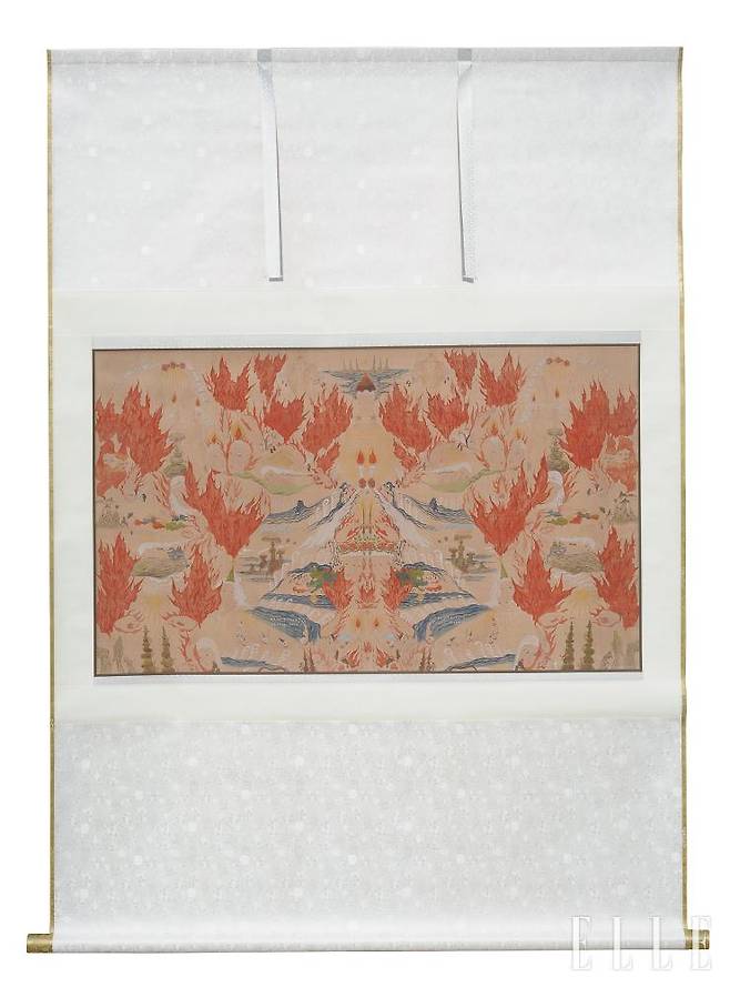 이수경, ‘불꽃 변주 4-1 Flame Variation 4-1(2014)’, Pigment on silk, 195x138cm.