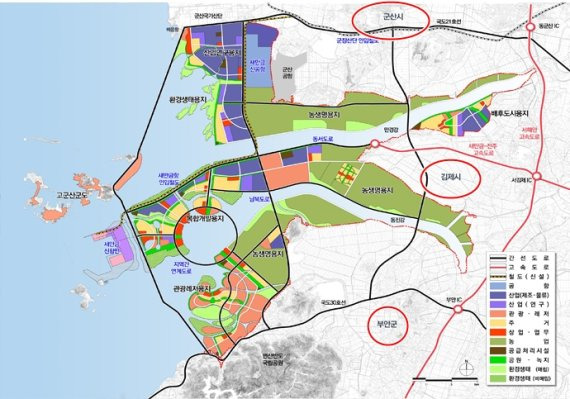 새만금 개발 계획도.