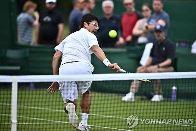 윔블던에서 부상 복귀승 올린 정현 [AFP=연합뉴스]