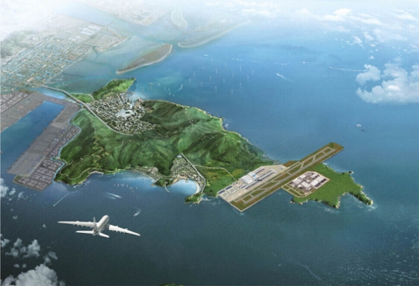 가덕도 섬과 바다에 걸쳐 건설하는 신공항 조감도. 부산시 제공