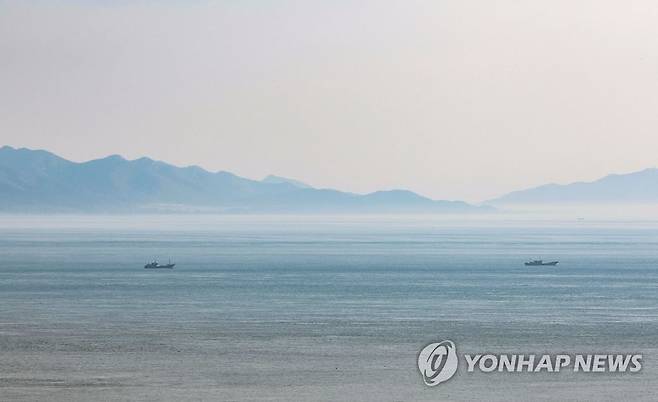 북한 장산곶 일대에 낀 안개 [연합뉴스 자료사진. 재판매 및 DB 금지]