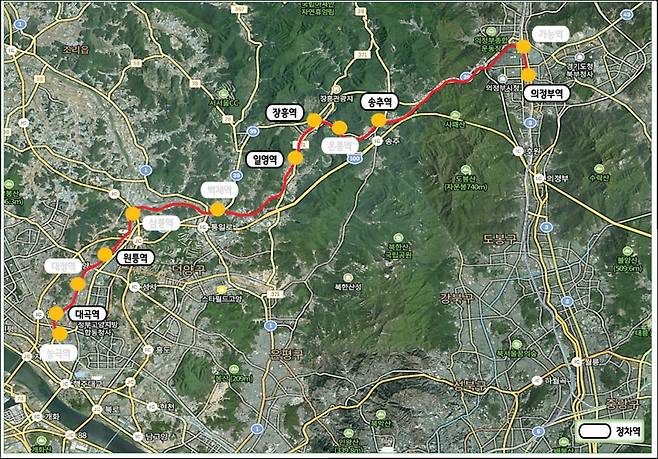 코레일은 내년 하반기 목표로 교외선(고양 능곡~양주~의정부 32.1km) 재개통을 추진 중이다.(경기도 제공)