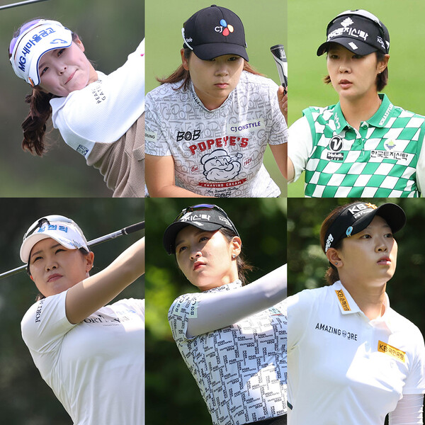 2023년 한국여자프로골프(KLPGA) 투어 맥콜·모나 용평오픈 대회에 출전한 송가은, 홍정민, 박지영, 고지우, 박현경, 방신실 프로. 사진제공=KLPGA