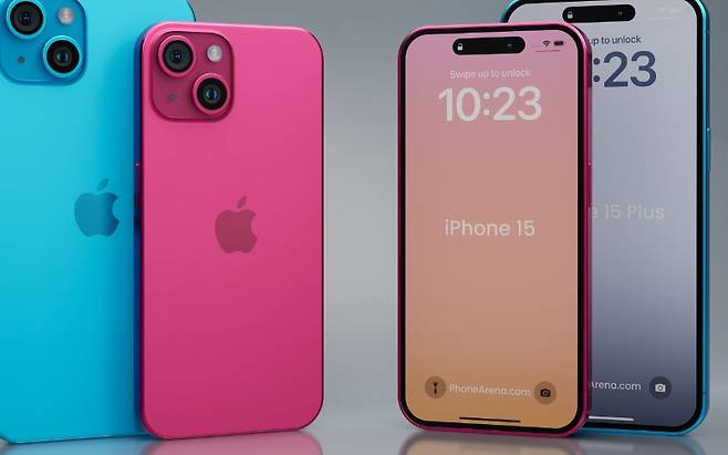 애플 아이폰15 예상 랜더링 이미지. [폰아레나 캡처]