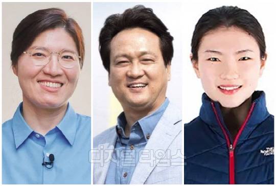 (왼쪽부터) 장미란 문화체육관광부 2차관, 안민석 더불어민주당 의원, 심석희 쇼트트랙 국가대표 선수. <디지털타임스 DB>