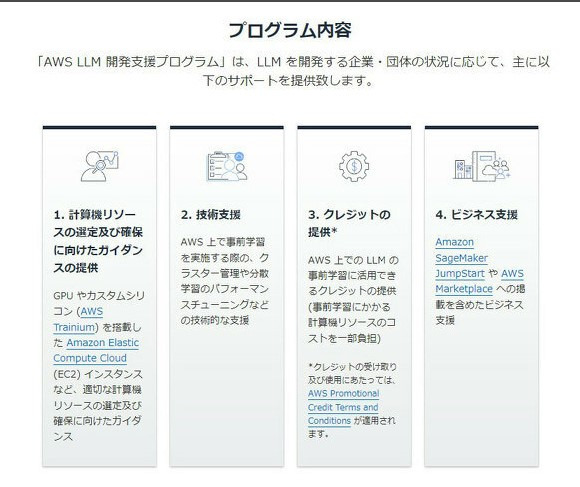 아마존웹서비스(AWS) 일본 법인의 'AWS 대규모언어모델(LLM) 지원 개발 프로그램' /사진=AWS 일본 법인