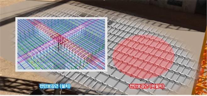 검단아파트 지하주차장 사고원인으로 지목된 철근 누락  [국토교통부 제공]