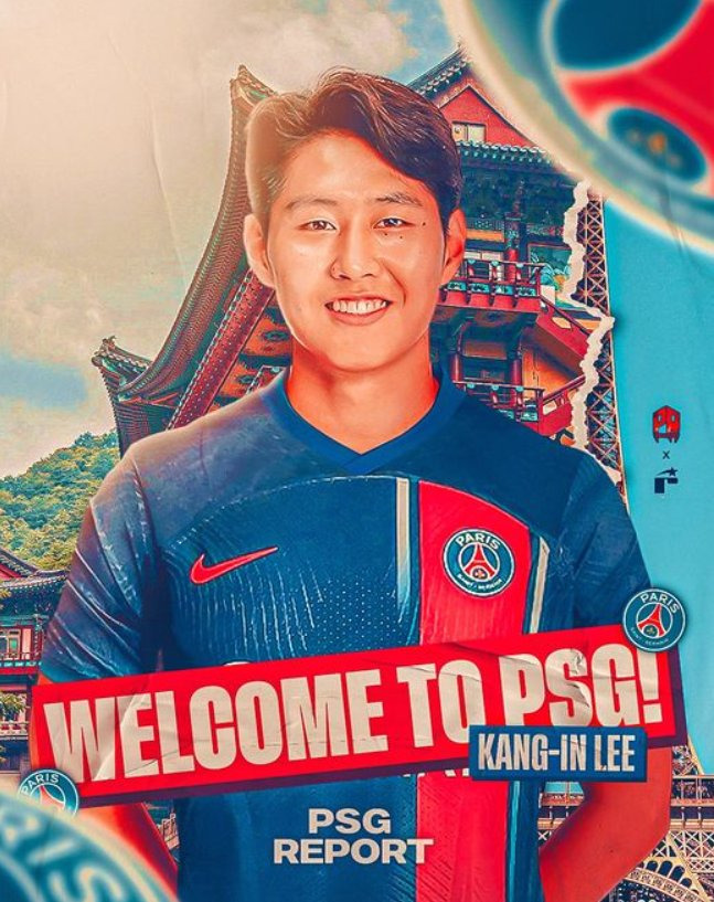 이강인이 파리생제르맹 유니폼을 입고 활짝 웃는 합성 사진. 사진 PSG 리포트 캡처