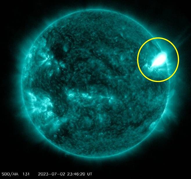 지난 2일 흑점 AR3354 주위에서 가장 강력한 X급 태양플레어가 포착됐다. NASA