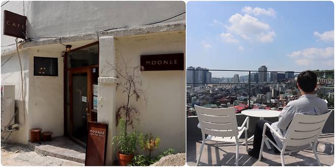 감성이 돋보이는 카페 무니. 카페 3층 루프탑에서는 서울 시내의 모습을 한눈에 내려볼 수 있다.
