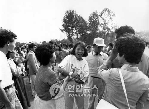 1989년 7월 평양 청년축전에 참여한 임수경양  [연합뉴스 자료사진. 재판매 및 DB 금지]