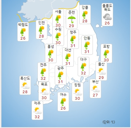 ©기상청: 내일(9일) 오후 전국날씨