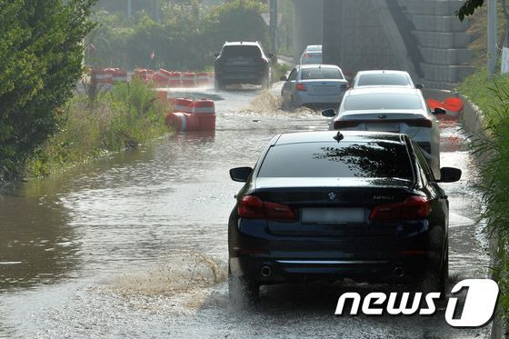 비 내리는 도로. 2022.6.16/뉴스1 ⓒ News1 최창호 기자