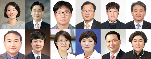 사진 상단 왼쪽부터 조연정 교수, 배종섭 교수, 손인준 교수, 손호상 교수, 김성겸 교수, 박병대 교수, 사진 하단 왼쪽부터 이동운 교수, 이원재 교수, 박지영 교수, 송경은 교수, 정호윤 교수, 임지영 교수 [사진=경북대학교]