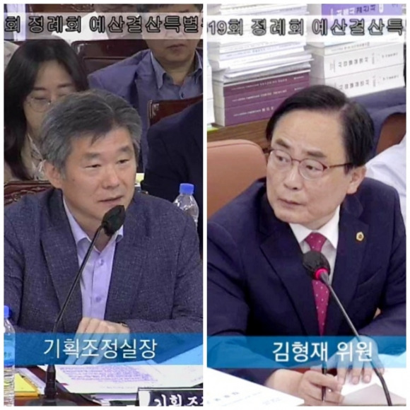 제319회 정례회 예산결산특별위원회 서울시교육청 추경예산안 심의에서 기획조정실장에게 질의하는 김헝재 의원