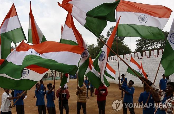 인도 '공화국의 날'(1월 26일) 기념행사 연습하는 모습 [EPA 연합뉴스 자료사진. 재판매 및 DB 금지]