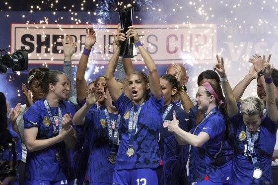 호주·뉴질랜드 여자 월드컵 우승 후보로 꼽히는 FIFA랭킹 1위 미국 대표팀. AP=연합뉴스