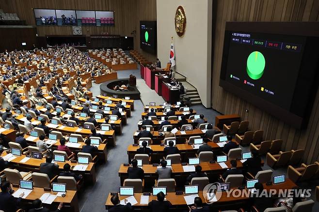 형법 일부개정법률안 국회 본회의 통과 (서울=연합뉴스) 이정훈 기자 = 18일 국회 본회의에서 형법 일부개정법률안(대안)이 통과되고 있다. 
    개정안은 영아살해죄 및 영아유기죄를 폐지해 앞으로 영아 살해·유기에 대해 각각 일반 살인죄·유기죄 처벌 규정을 적용받도록 하는 것이 골자다. 2023.7.18 uwg806@yna.co.kr