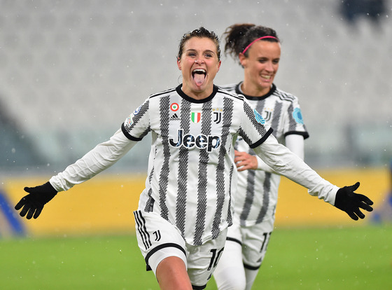 Juventus' Cristiana Girelli celebrates after scoring against Zurich at Juventus Stadium in Turin, Italy on Dec. 15, 2022.  [REUTERS/YONHAP]