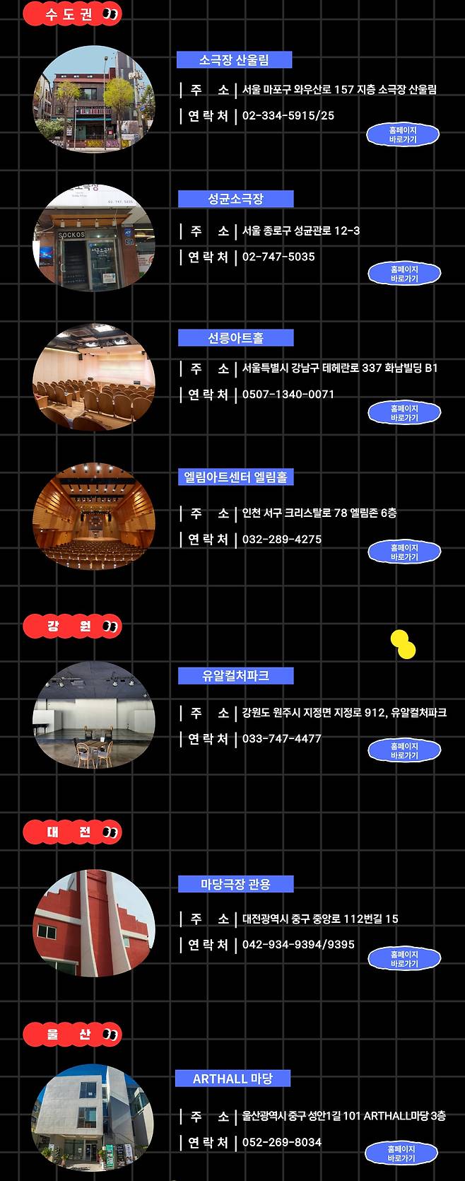 민간공연장활성화 지원대상으로 전국의 소공연장 22개소