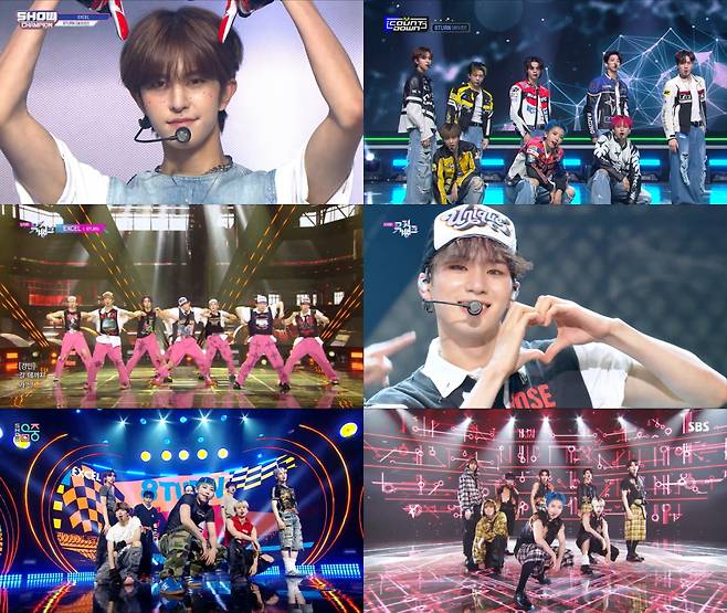 /사진=MBC M '쇼! 챔피언', Mnet '엠카운트다운, KBS 2TV '뮤직뱅크', MBC '음악중심', SBS '인기가요' 방송 캡처