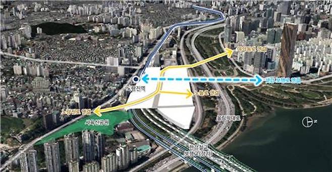 한강철교 남단 저이용부지 일대 지구단위계획 공간구조개념도ⓒ서울시 제공