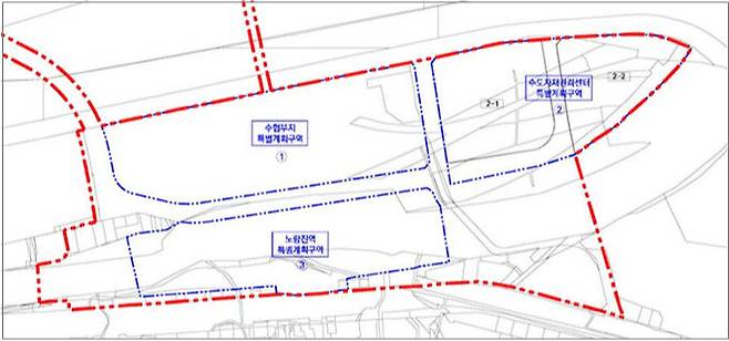 한강철교 남단 저이용부지 일대 지구단위계획 특별계획구역 결정도