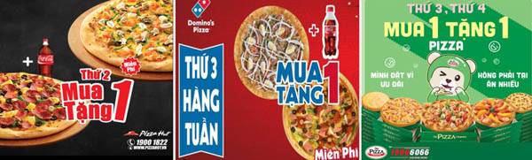 베트남에 진출한 피자 브랜드별 할인행사 / 각 브랜드 홈페이지 갈무리