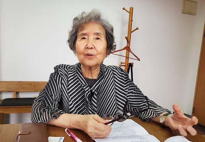 전 한국교회여성연합회 총무 (서울=연합뉴스) 이세원 기자 = 전 한국교회여성연합회 총무가 25일 오후 서울 종로구 YMCA 회관에서 연합뉴스와 인터뷰를 하고 있다.