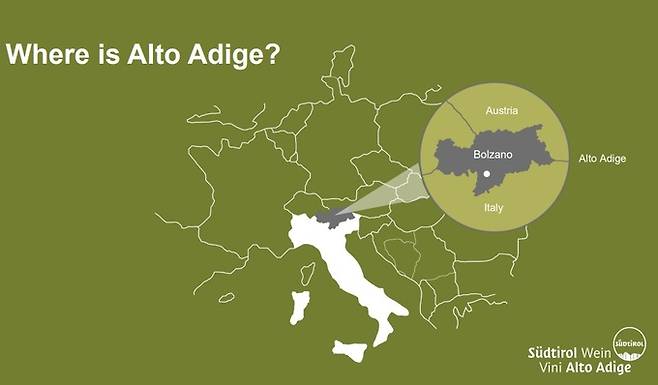 알토 아디제 위치. 알토아디제와인협회