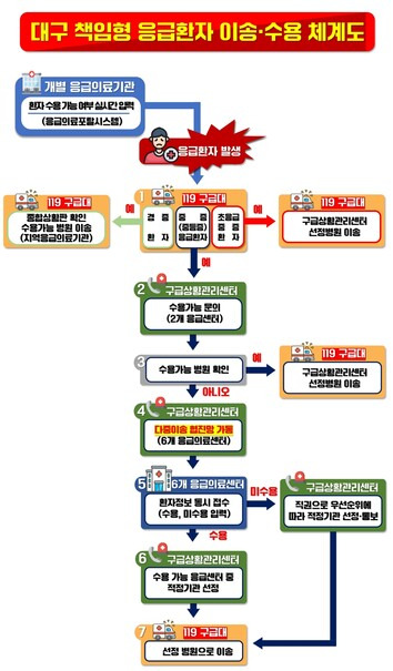 대구시 책임형 응급환자 이송·수용 체계도. 대구시 제공