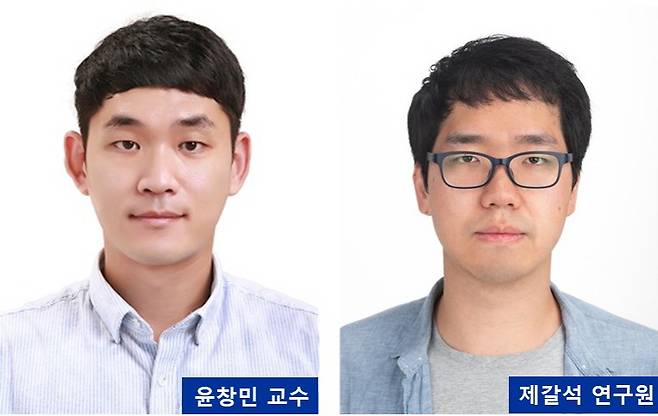 다공성 탄소시트 소재를 개발한 윤창민 한밭대 화학생명공학과 교수(왼쪽)와 제갈석 석사연구원./사진제공=한밭대