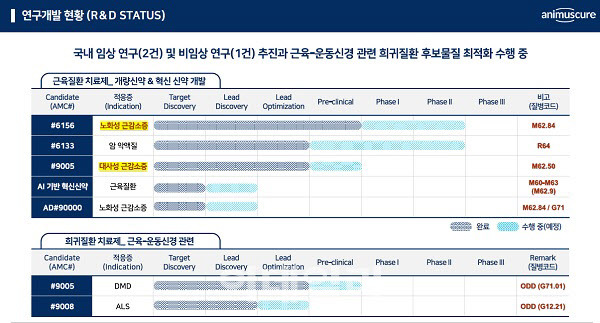 애니머스큐어 주요 후보물질 개발 현황(제공=애니머스큐어)