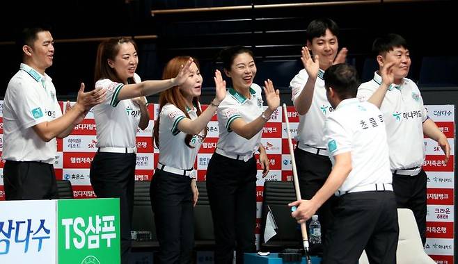 PBA 팀리그 단독 1위로 올라선 하나카드. ⓒ PBA