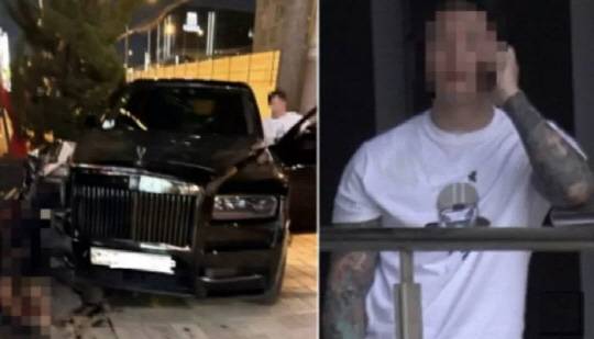 사고난 현장의 모습(왼쪽 사진)과 가해자 A씨. [YouTube '카라큘라 탐정사무소']