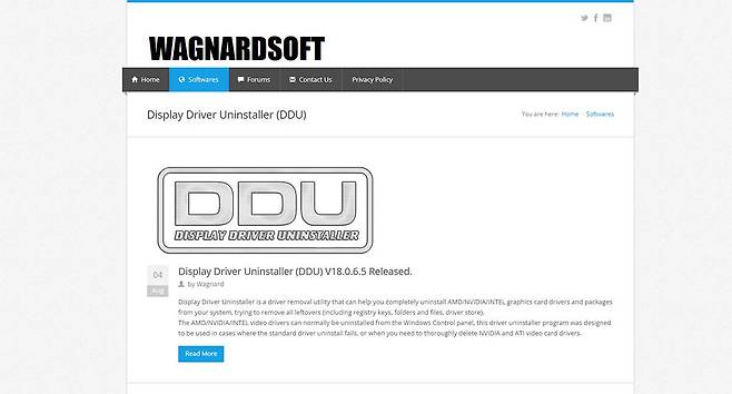 DDU는 WAGNARDSOFT에서 배포하고 있는 무료 소프트웨어로, 그래픽 드라이버를 완전히 정리할 때 사용합니다 / 출처=IT동아