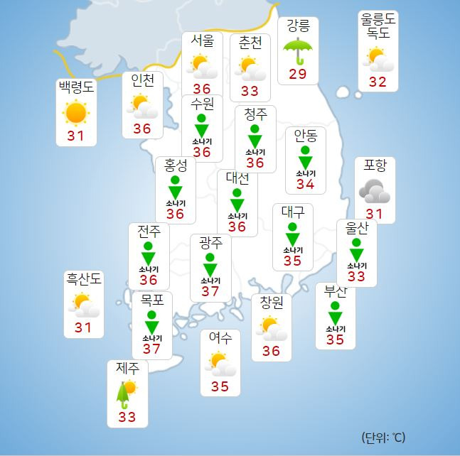 ⓒ기상청: 오늘(8일) 전국날씨