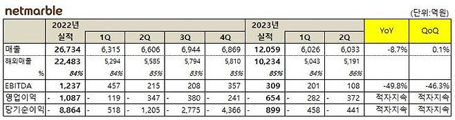 넷마블 2분기 실적개요. 넷마블 제공