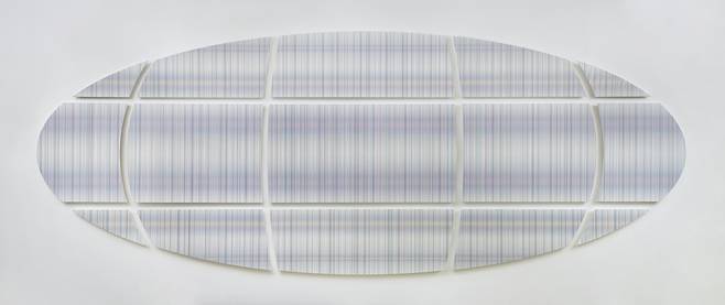 지근욱, 교차-형태(복사) Inter-shape (Radiation), 2023, Mixed media on canvas, Dimensions variable (approx. 300x790cm) (학고재 제공)