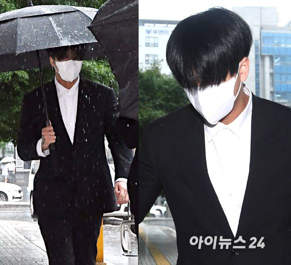 '얼굴 다 가리고 공판 출석' 병역 비리 혐의로 재판에 넘겨진 래퍼 라비(본명 김원식)가 10일 오후 서울남부지방법원에서 열린 병역법 위반 등 혐의 1심 선고 공판에 출석하고 있다. [사진=정소희 기자]