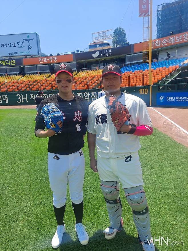 올스타전 당시 황금 베터리로 주목을 받은 장충고 황준서와 경기고 이상준. 사진ⓒ김현희 기자