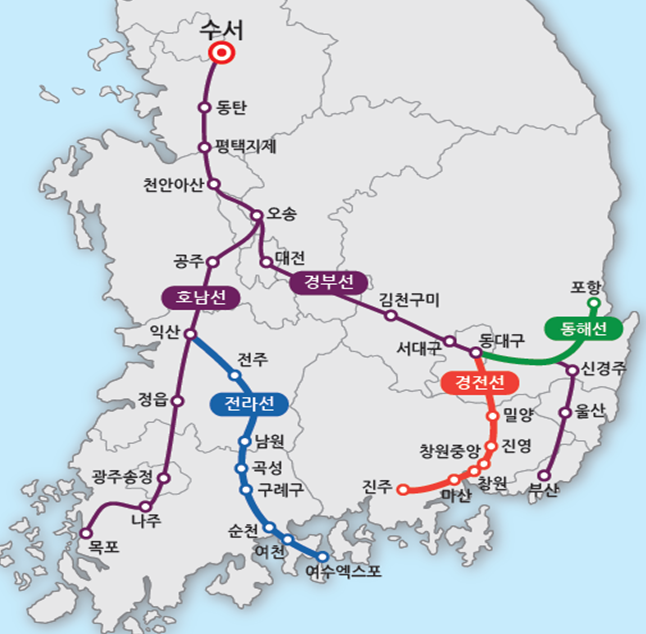 9월1일부터 적용되는 SRT 운행 노선도. 국토교통부 제공