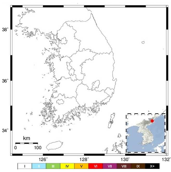 13일 7시55분 함북 길주 지진 (기상청 갈무리) ⓒ 뉴스1