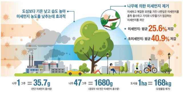 바람길숲의 효과. 서울시 제공