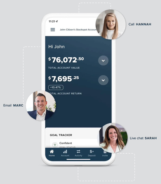 The user interface of Stockspot [STOCKSPOT]