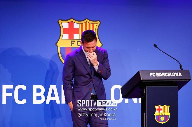 ▲ 바르셀로나를 떠나던 날, 눈물을 흘린 메시
