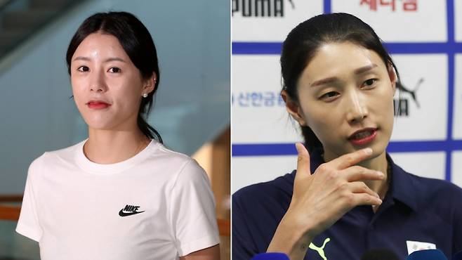 배구선수 출신 김연경(오른쪽)과 최근 그를 공개적으로 저격한 배구선수 이다영. /사진=뉴스1